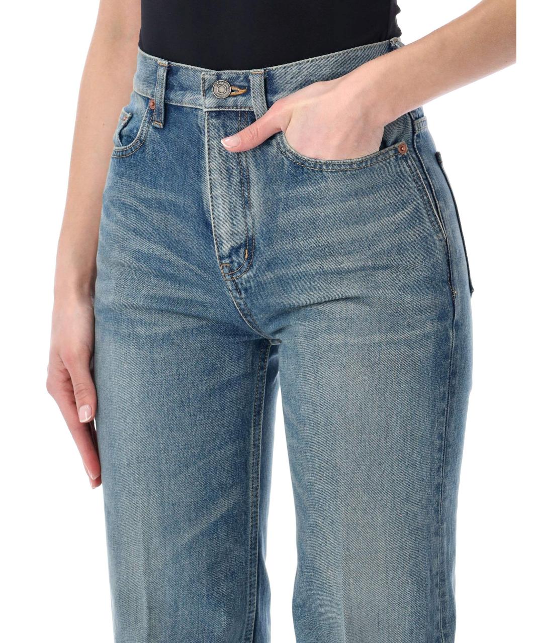 SAINT LAURENT Синие хлопковые прямые джинсы, фото 3