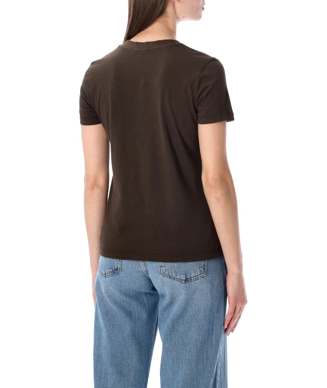 JAMES PERSE Коричневая хлопковая футболка, фото 2