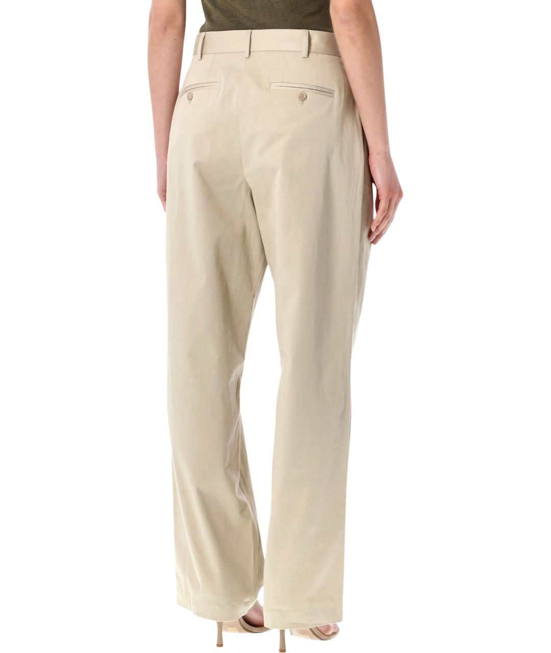 THE FRANKIE SHOP Бежевые хлопковые прямые брюки, фото 2