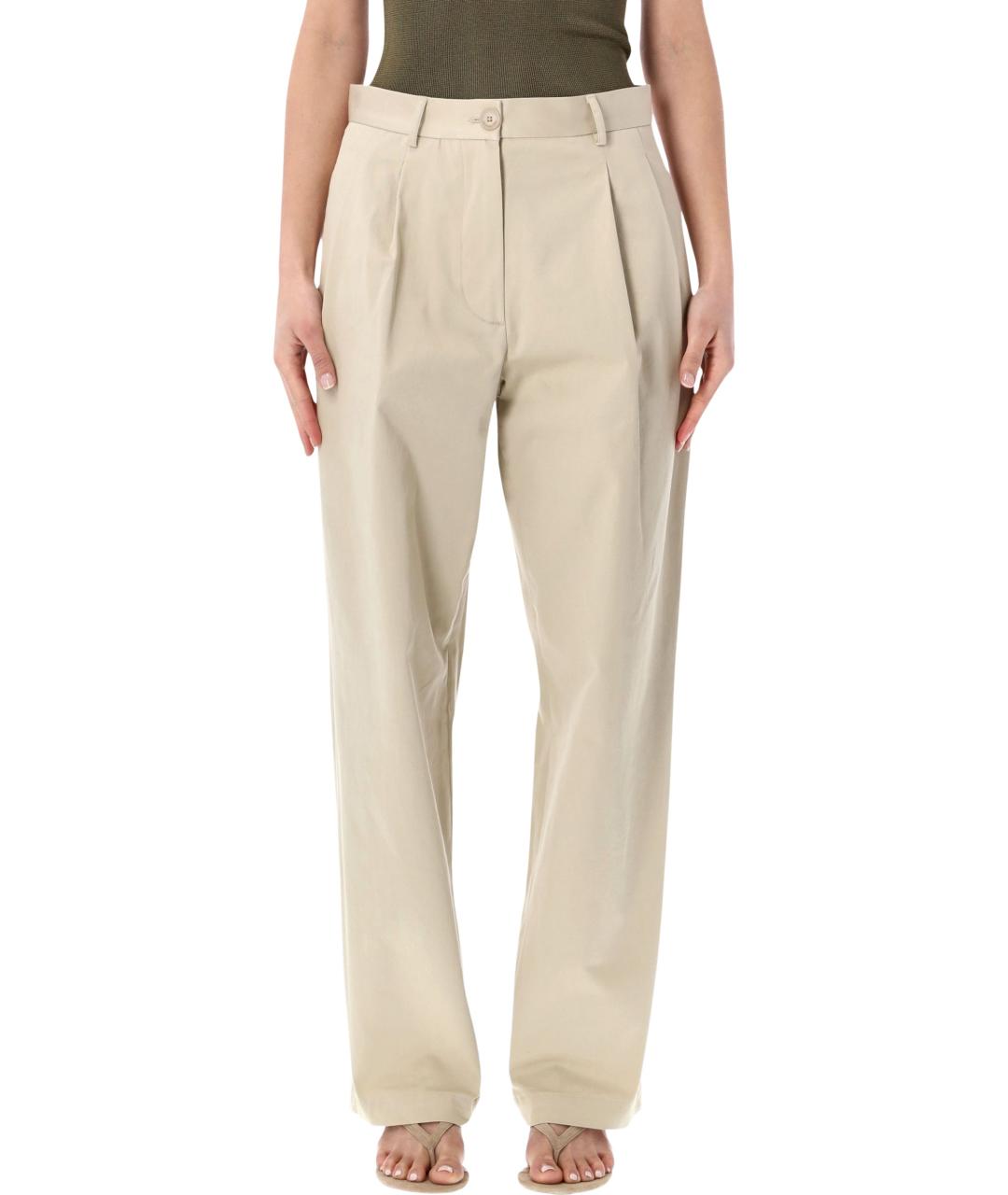 THE FRANKIE SHOP Бежевые хлопковые прямые брюки, фото 1