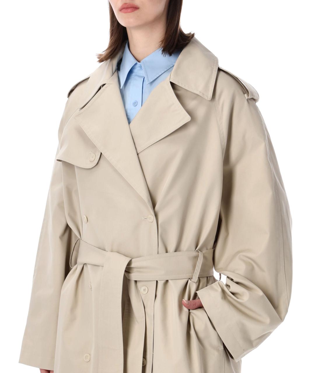 THE FRANKIE SHOP Бежевый хлопковый тренч/плащ, фото 3