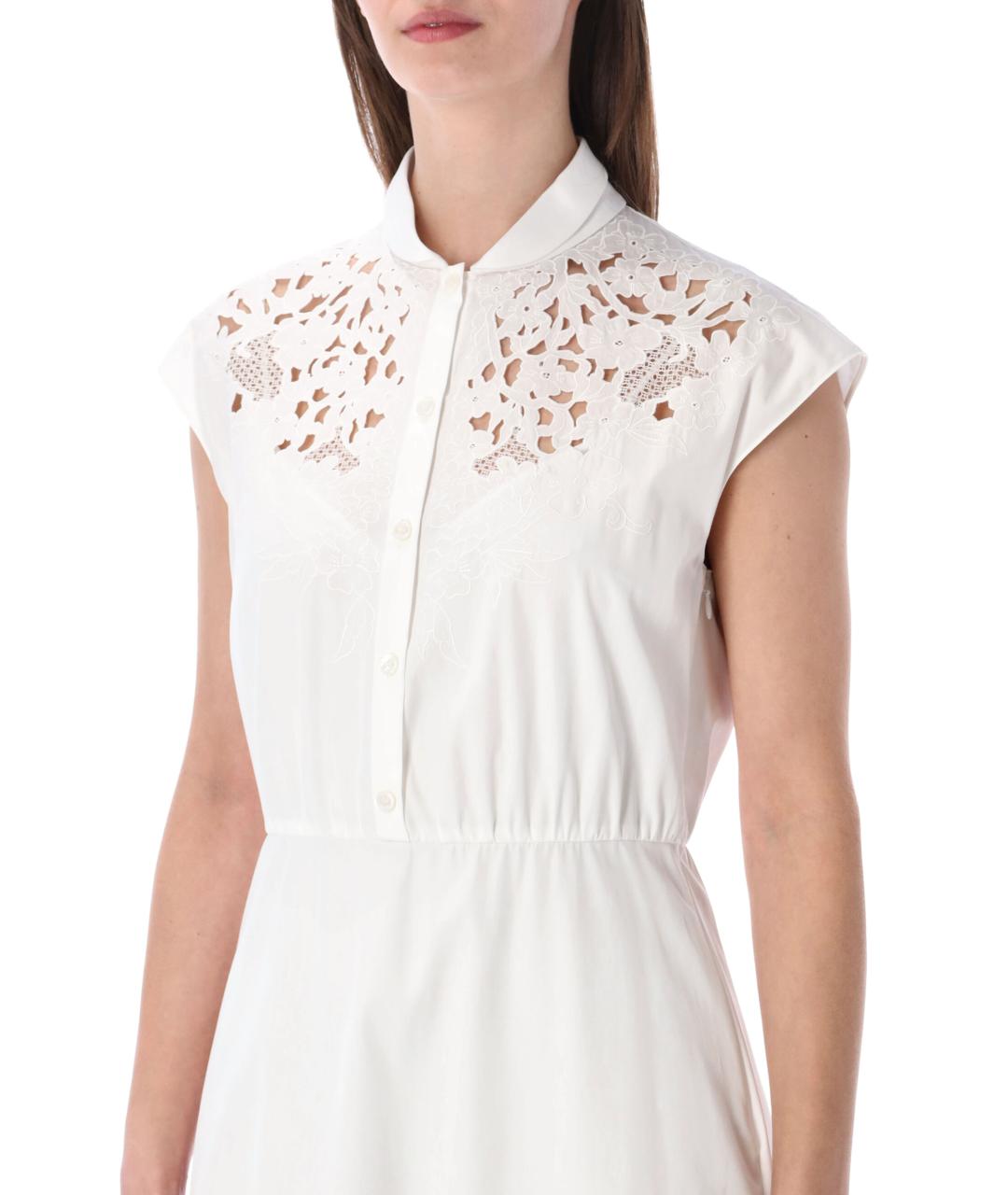 VALENTINO Белое хлопковое повседневное платье, фото 3