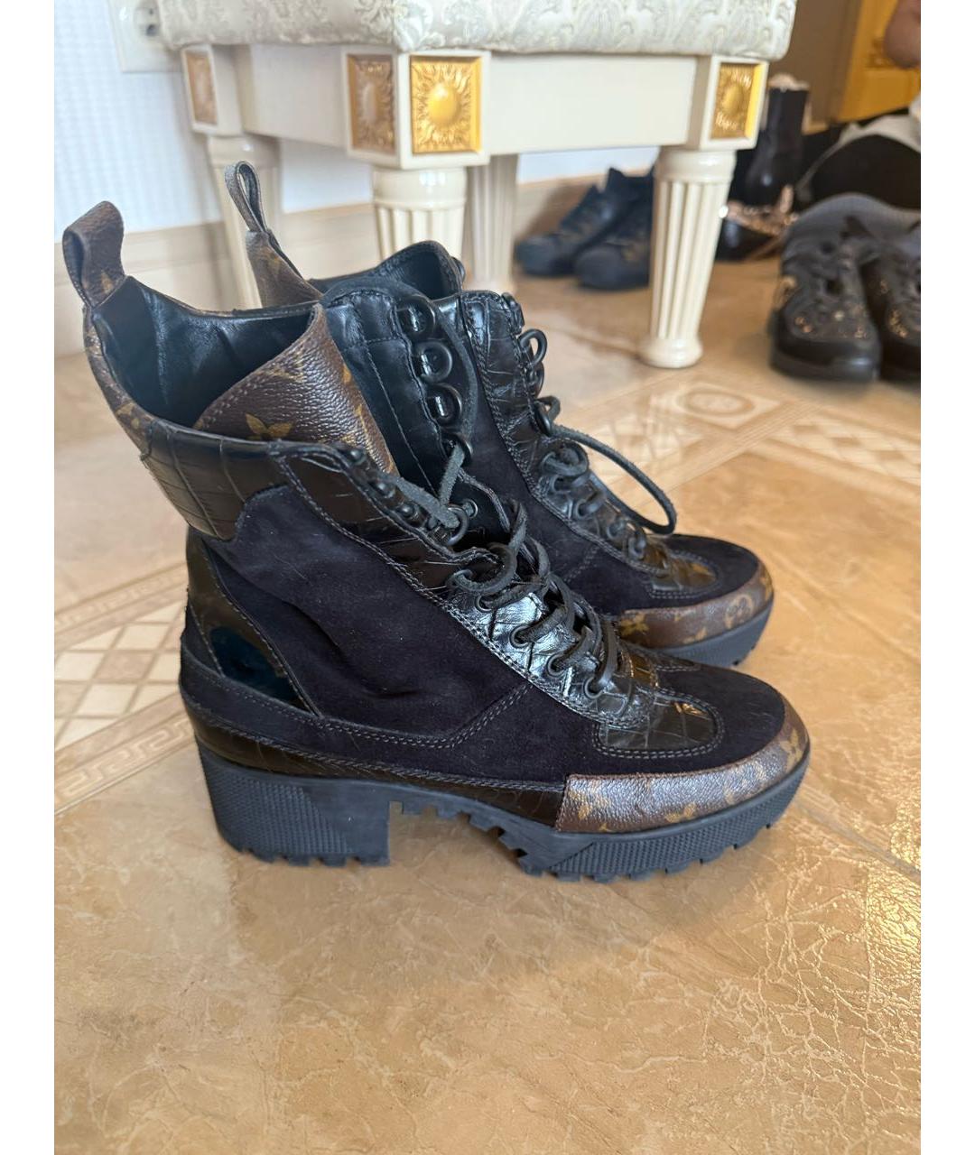 LOUIS VUITTON Коричневые замшевые ботинки, фото 3