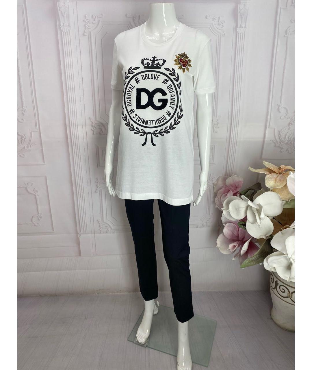 DOLCE&GABBANA Белая хлопковая футболка, фото 6