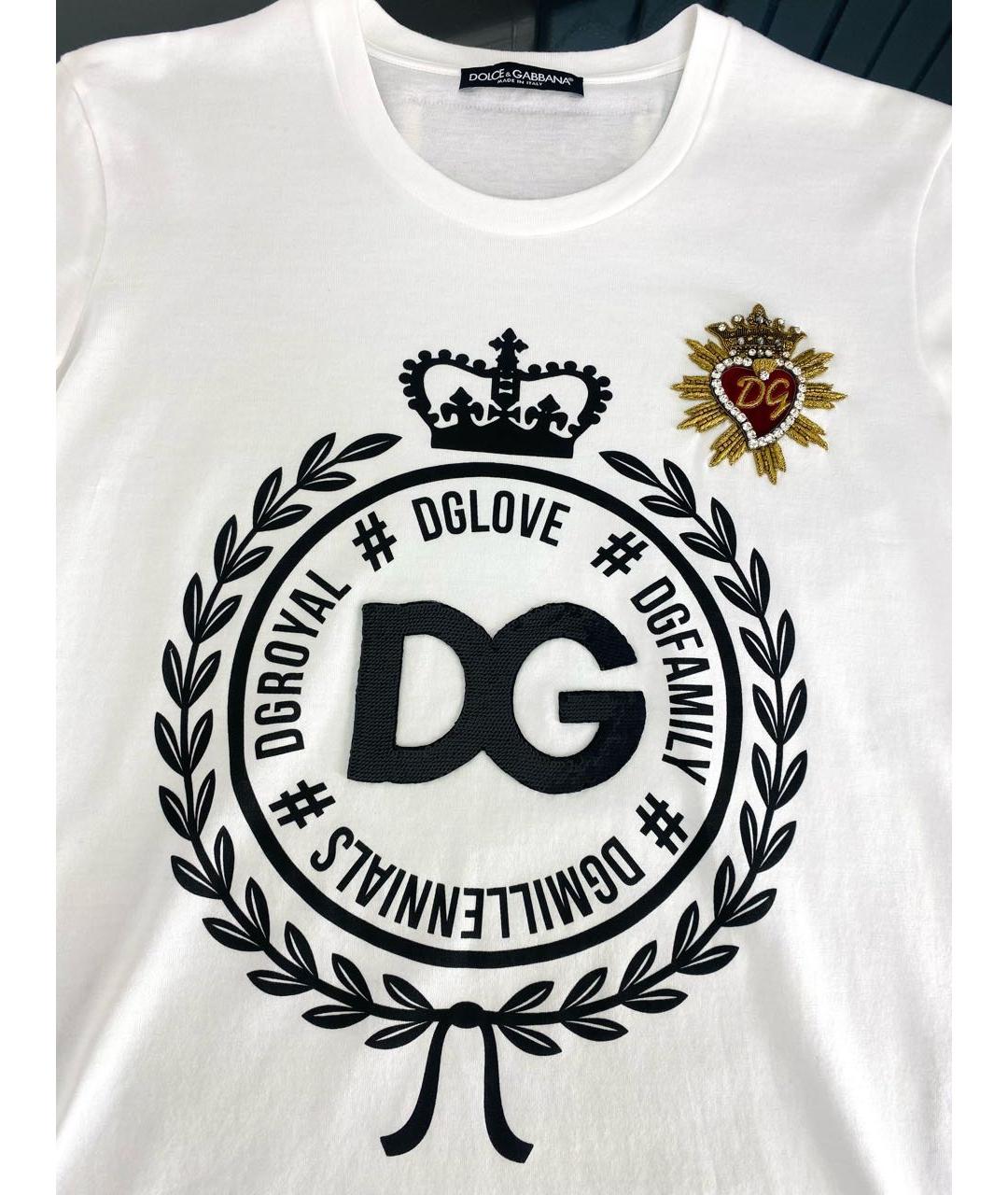 DOLCE&GABBANA Белая хлопковая футболка, фото 3