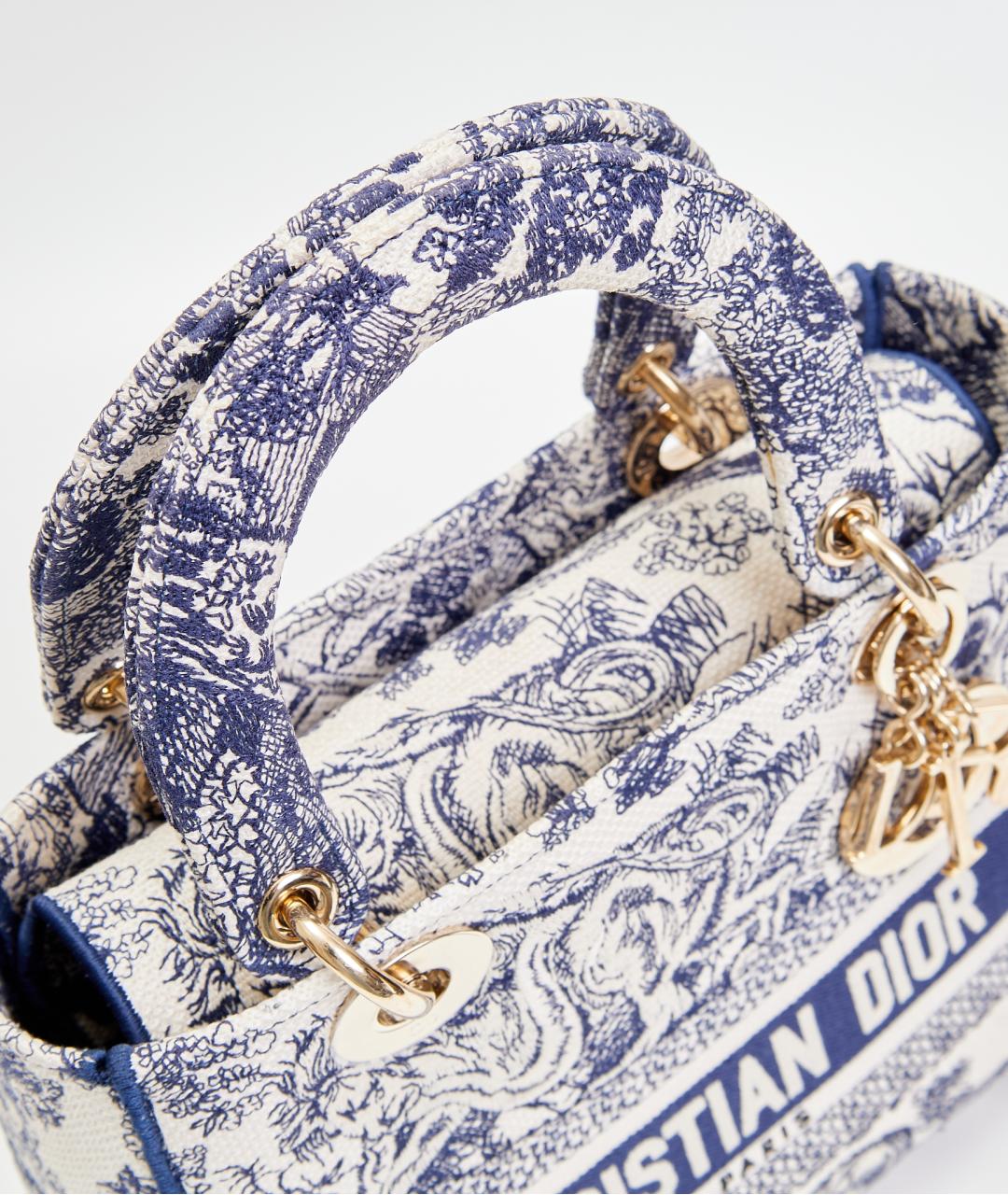 CHRISTIAN DIOR Белая тканевая сумка с короткими ручками, фото 4