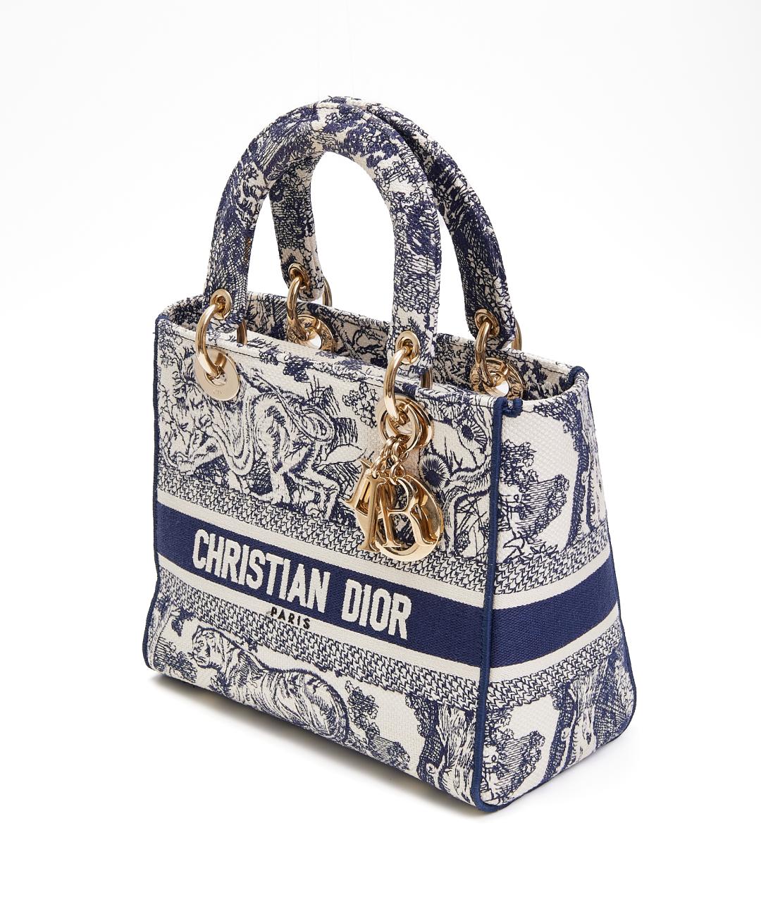 CHRISTIAN DIOR Белая тканевая сумка с короткими ручками, фото 2