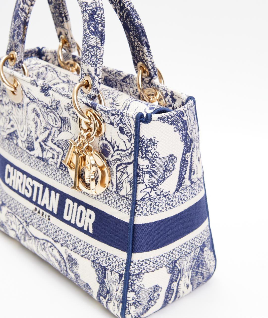 CHRISTIAN DIOR Белая тканевая сумка с короткими ручками, фото 6