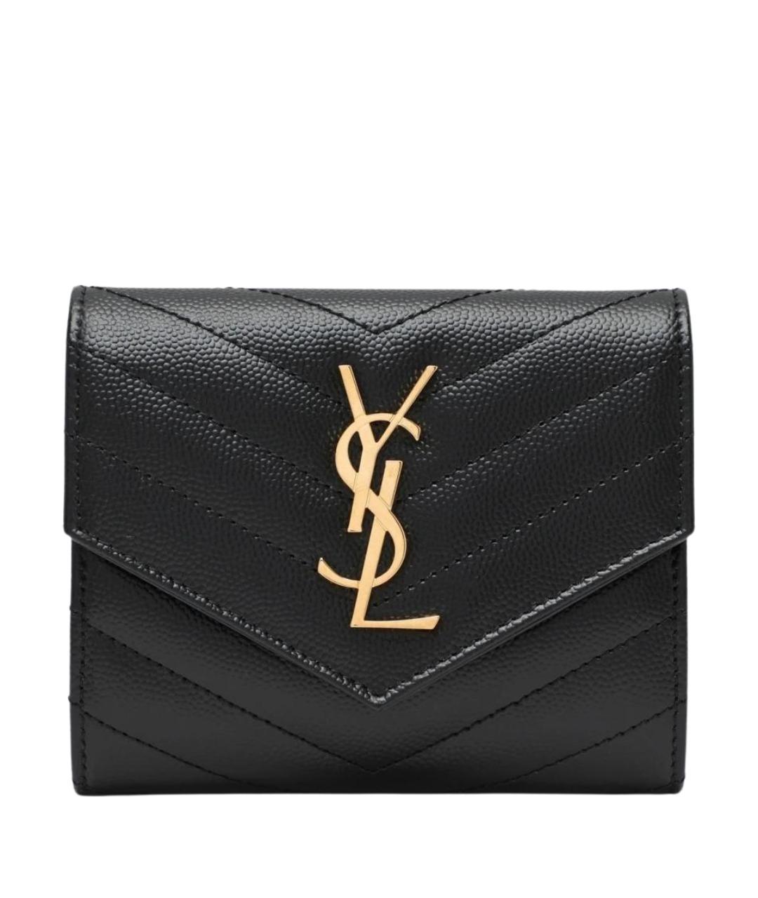 SAINT LAURENT Черный кожаный кошелек, фото 1