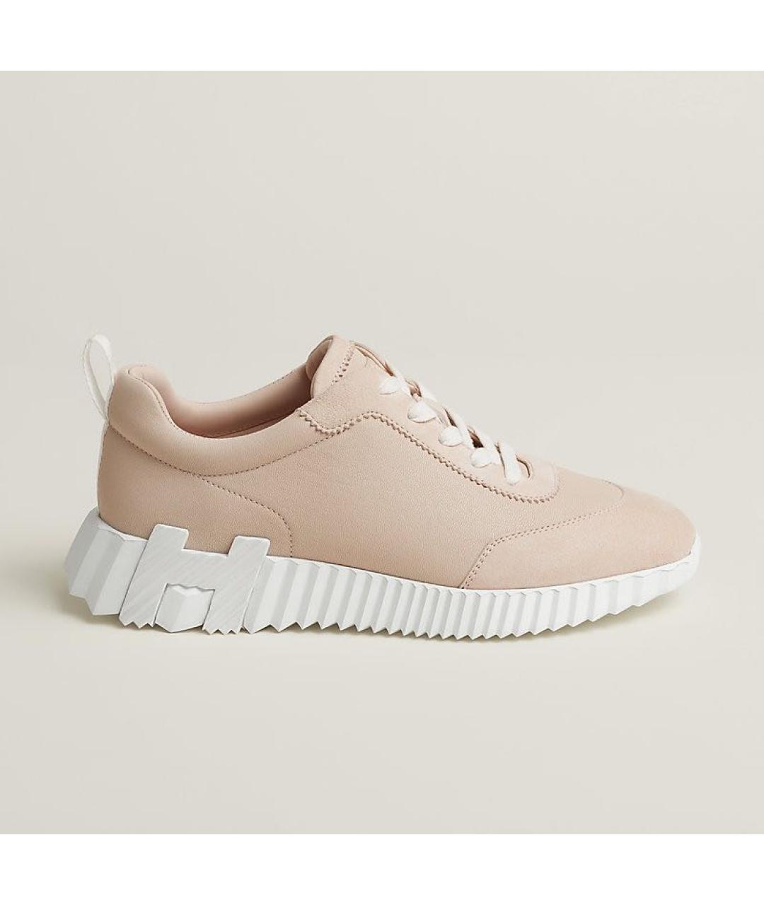 HERMES Розовые кожаные кроссовки, фото 8