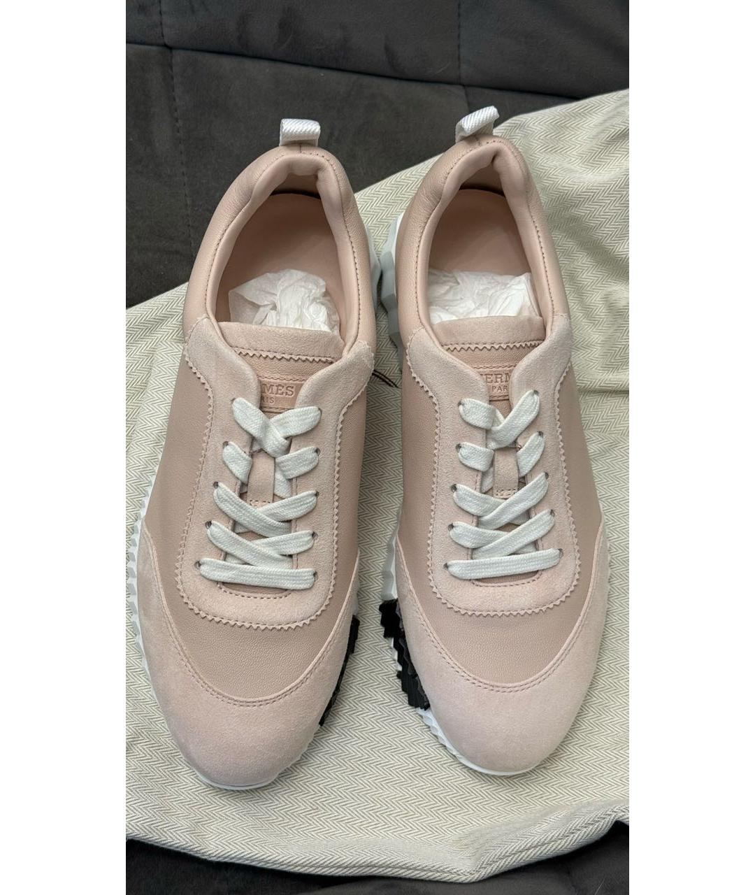 HERMES Розовые кожаные кроссовки, фото 7