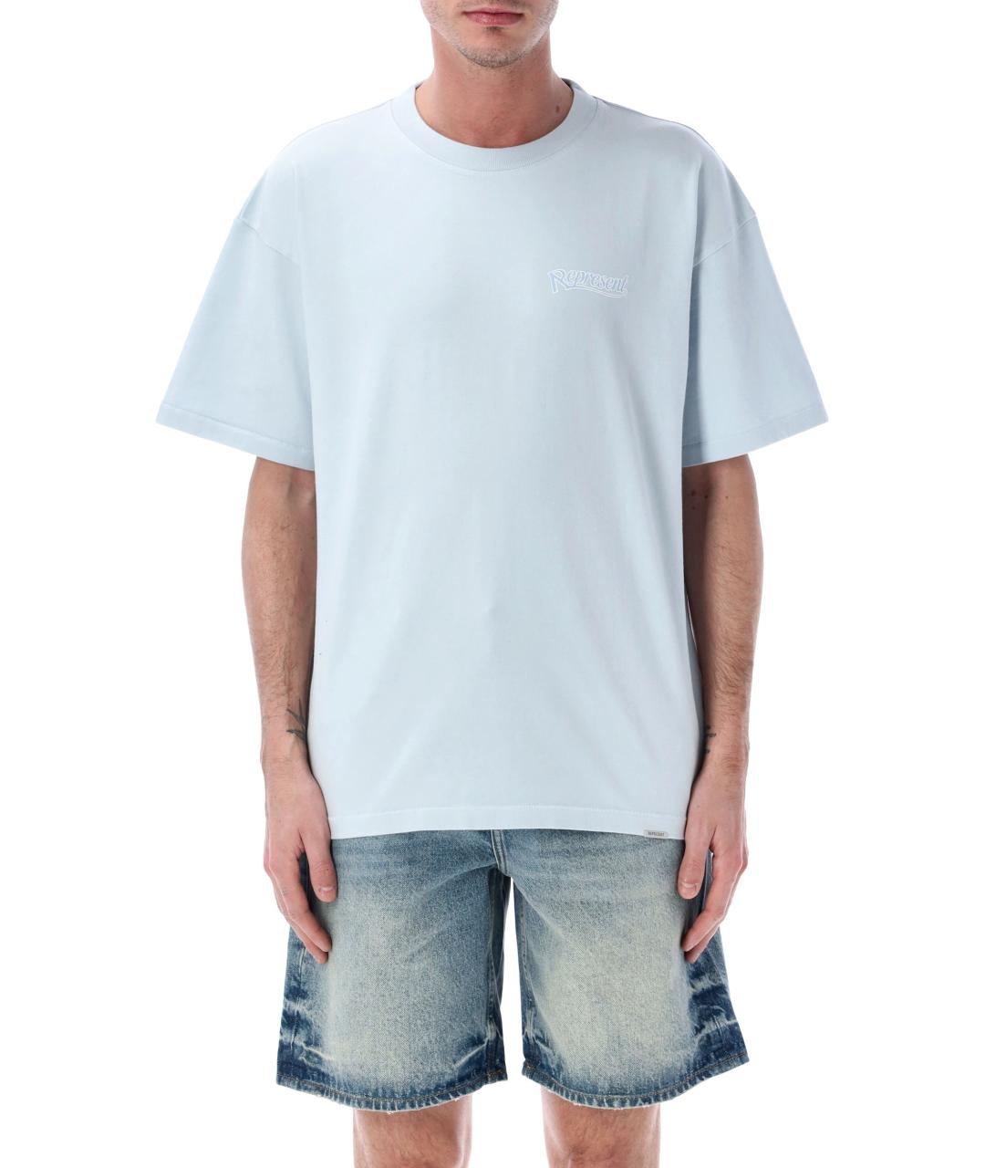 REPRESENT Голубая хлопковая футболка, фото 1