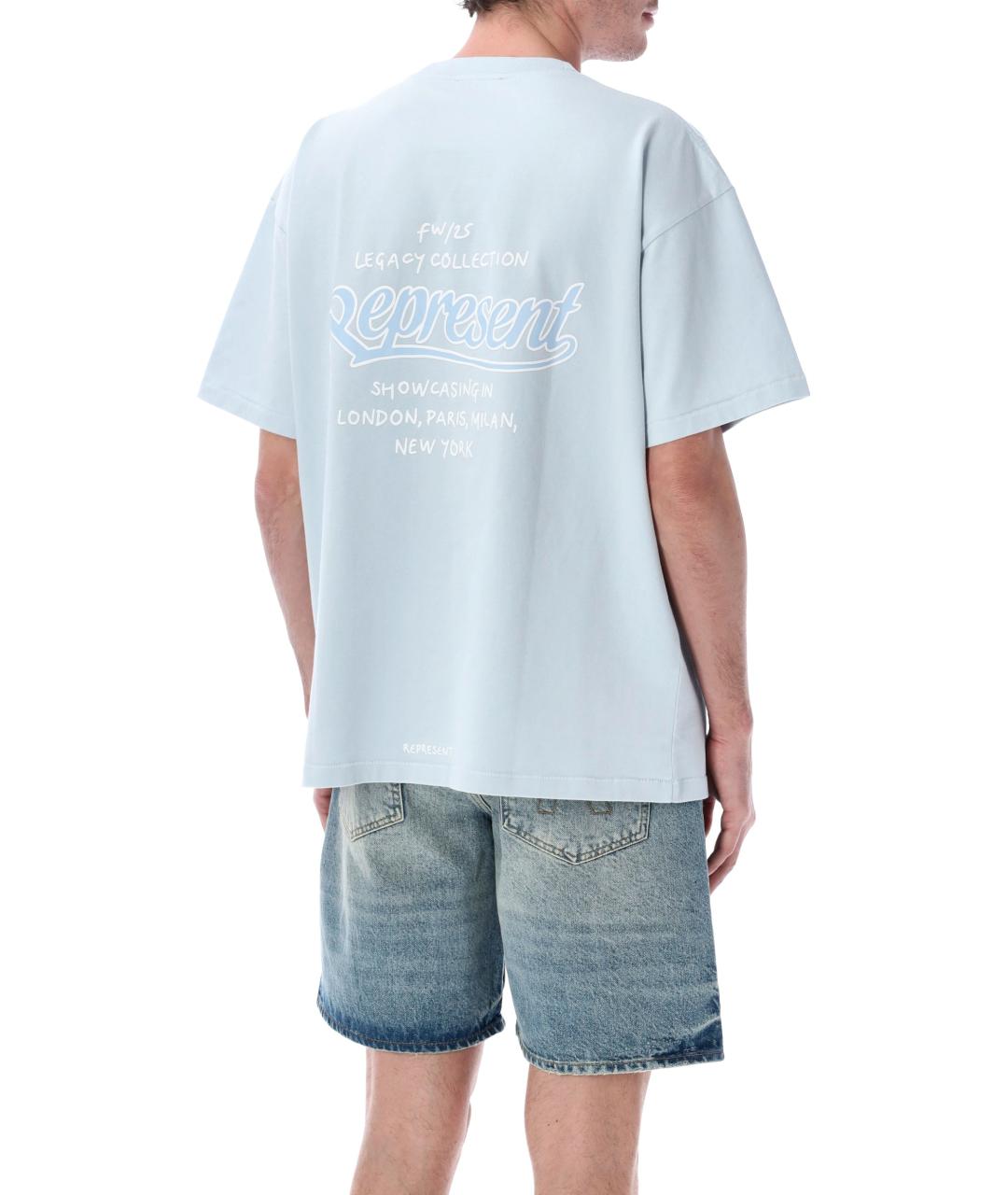 REPRESENT Голубая хлопковая футболка, фото 2