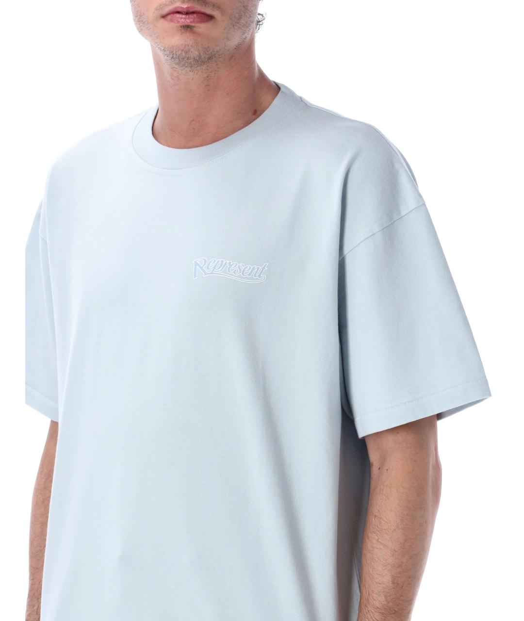 REPRESENT Голубая хлопковая футболка, фото 3