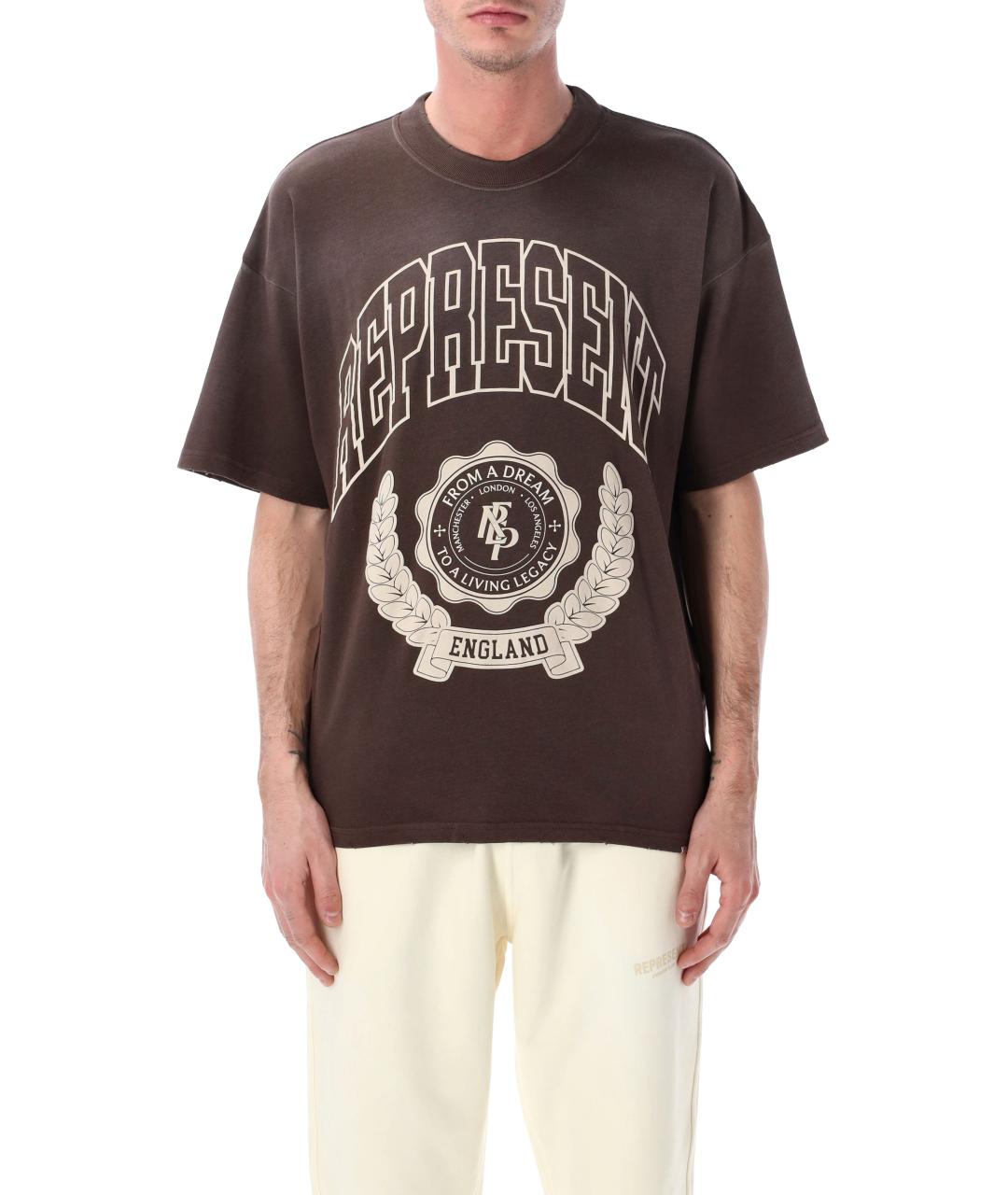 REPRESENT Коричневая хлопковая футболка, фото 1