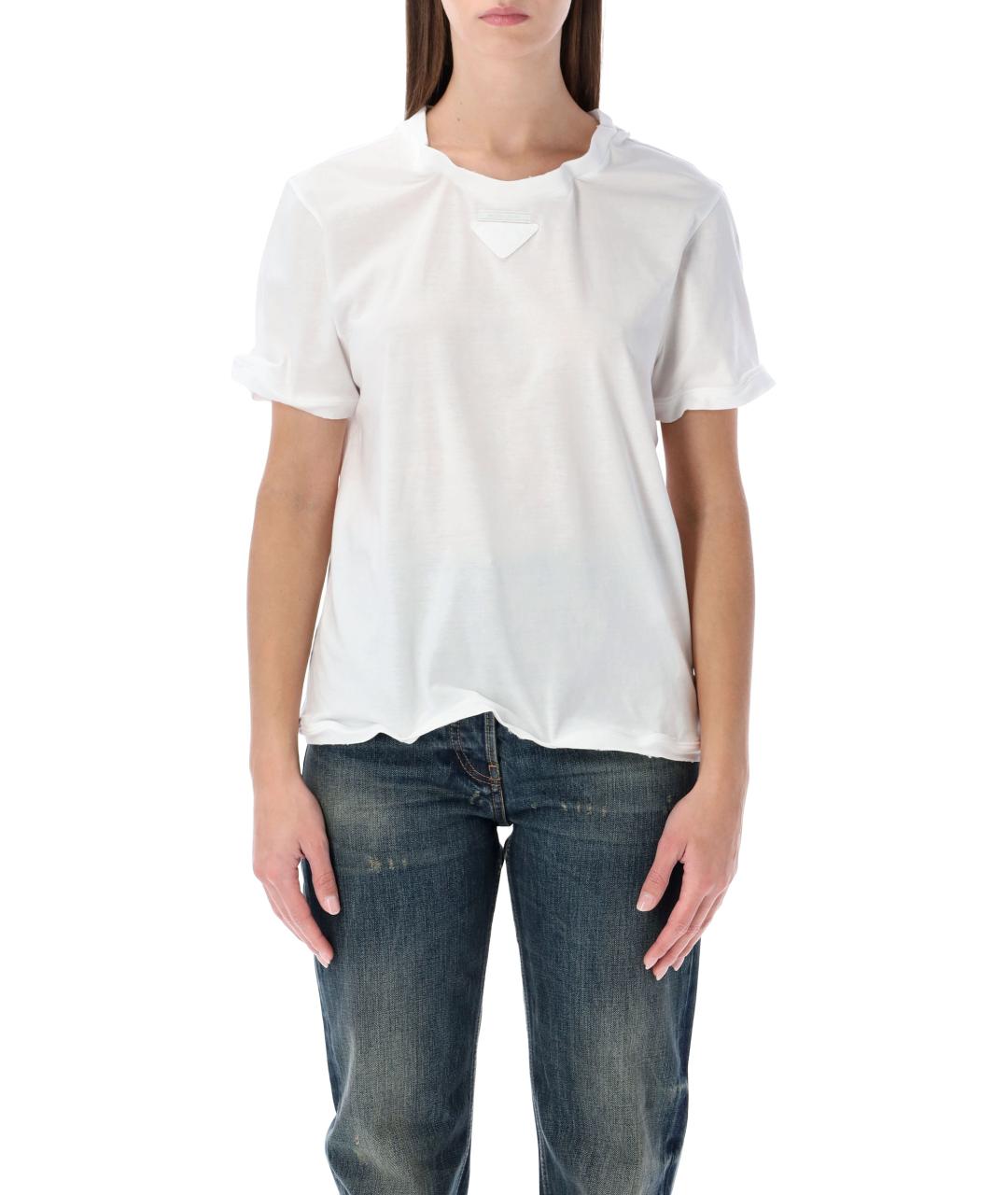 PRADA Белая хлопковая футболка, фото 1