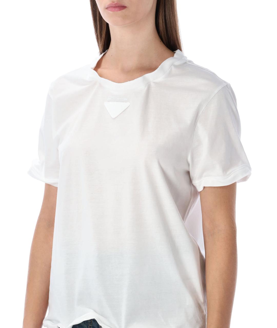 PRADA Белая хлопковая футболка, фото 3