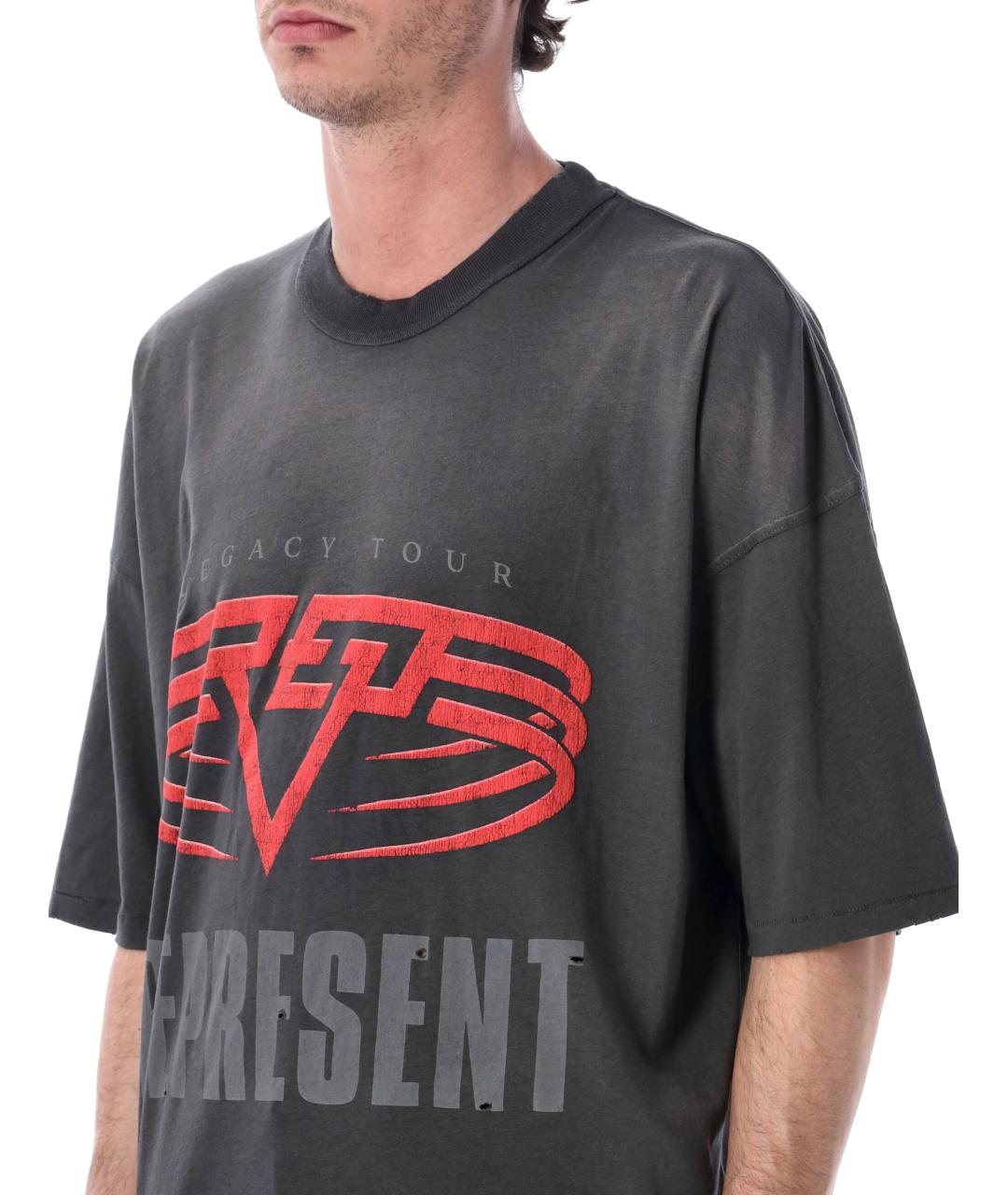 REPRESENT Антрацитовая хлопковая футболка, фото 3