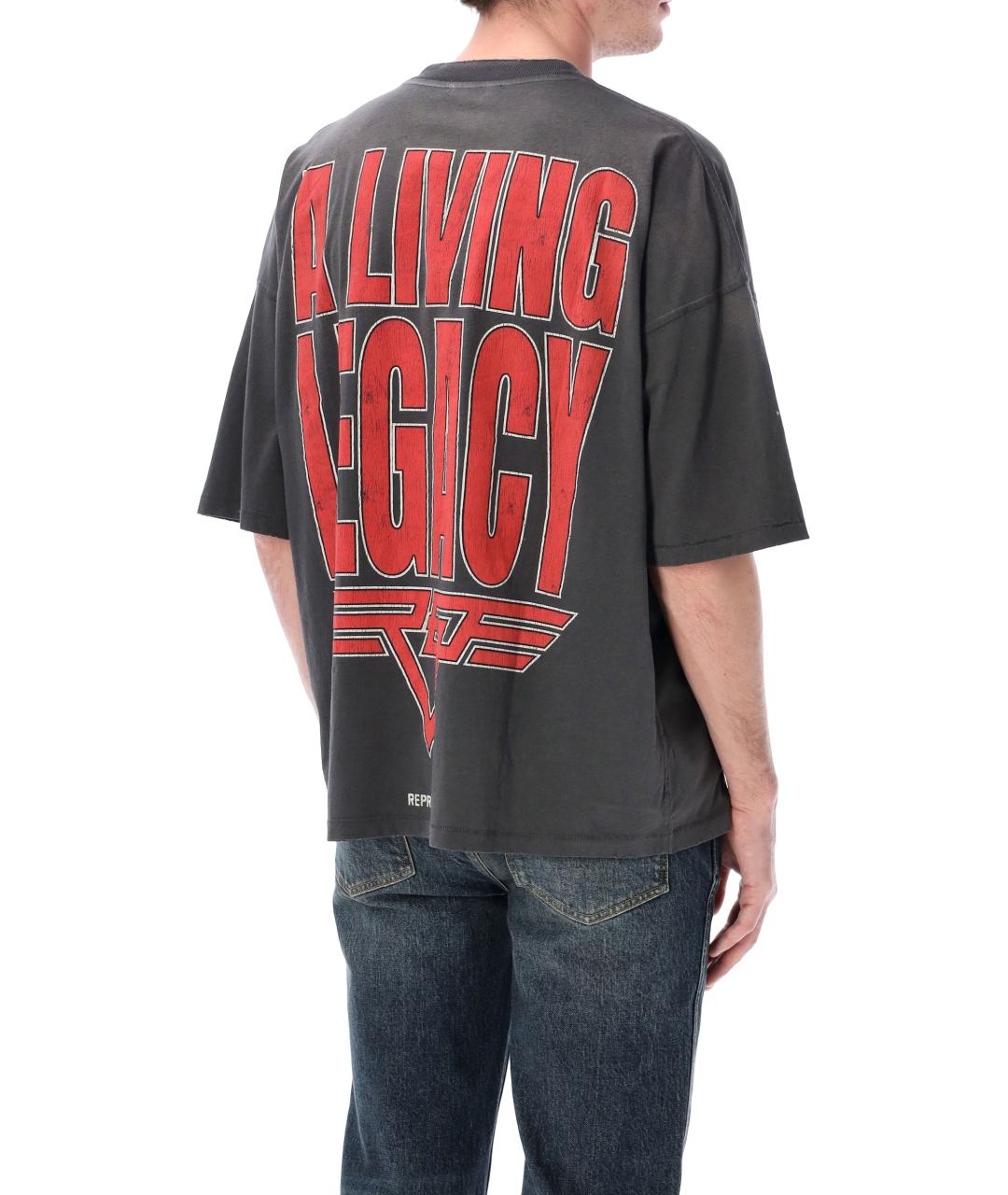 REPRESENT Антрацитовая хлопковая футболка, фото 2