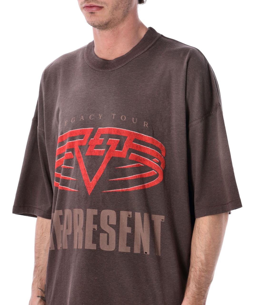 REPRESENT Коричневая хлопковая футболка, фото 3