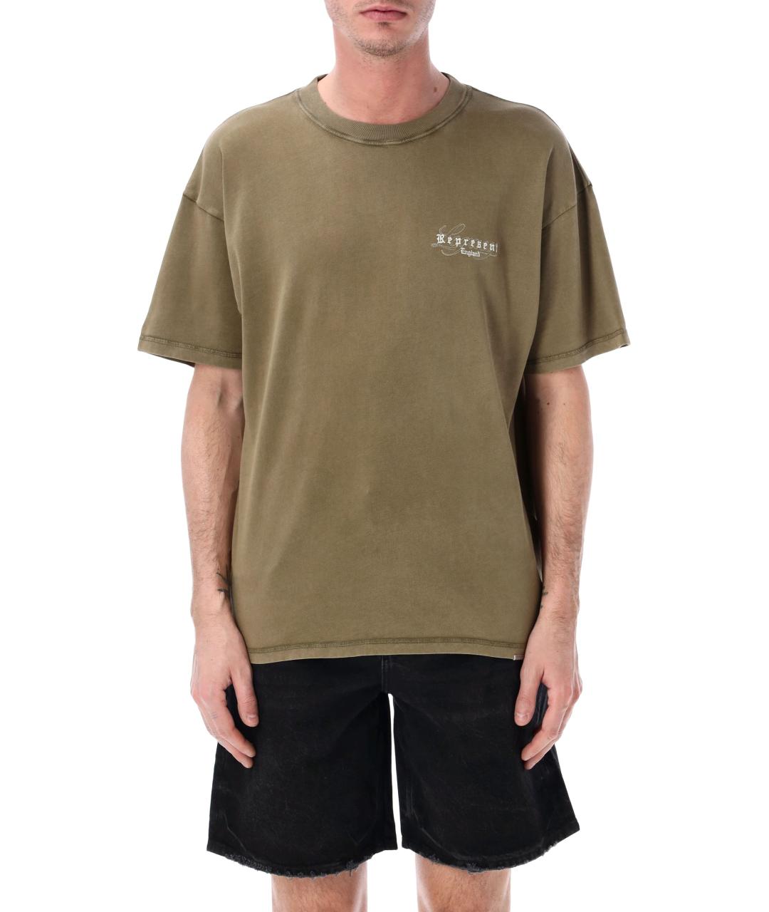 REPRESENT Хаки хлопковая футболка, фото 1