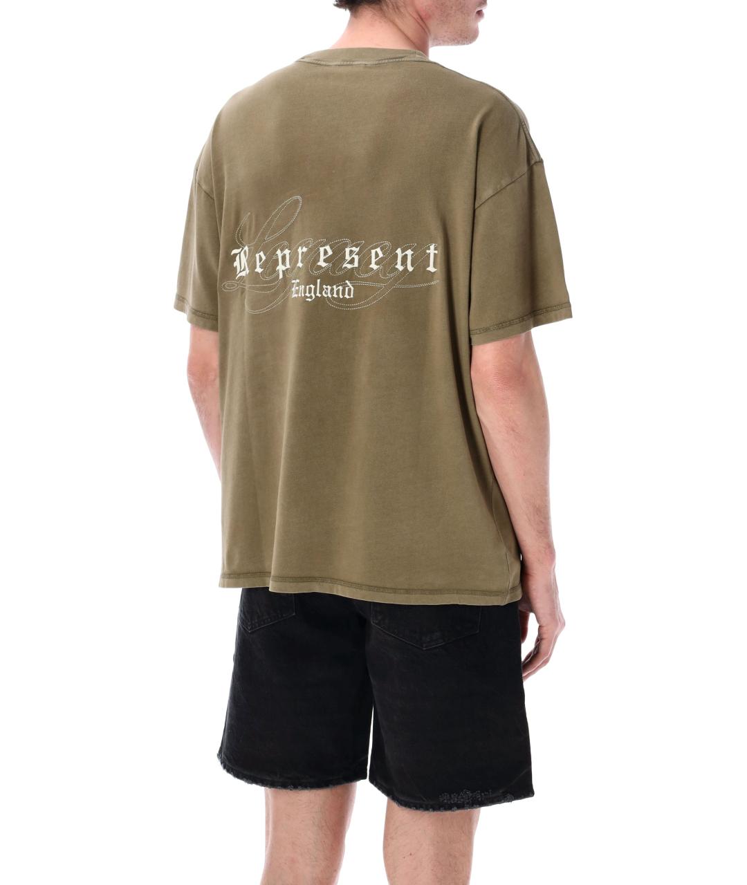 REPRESENT Хаки хлопковая футболка, фото 2