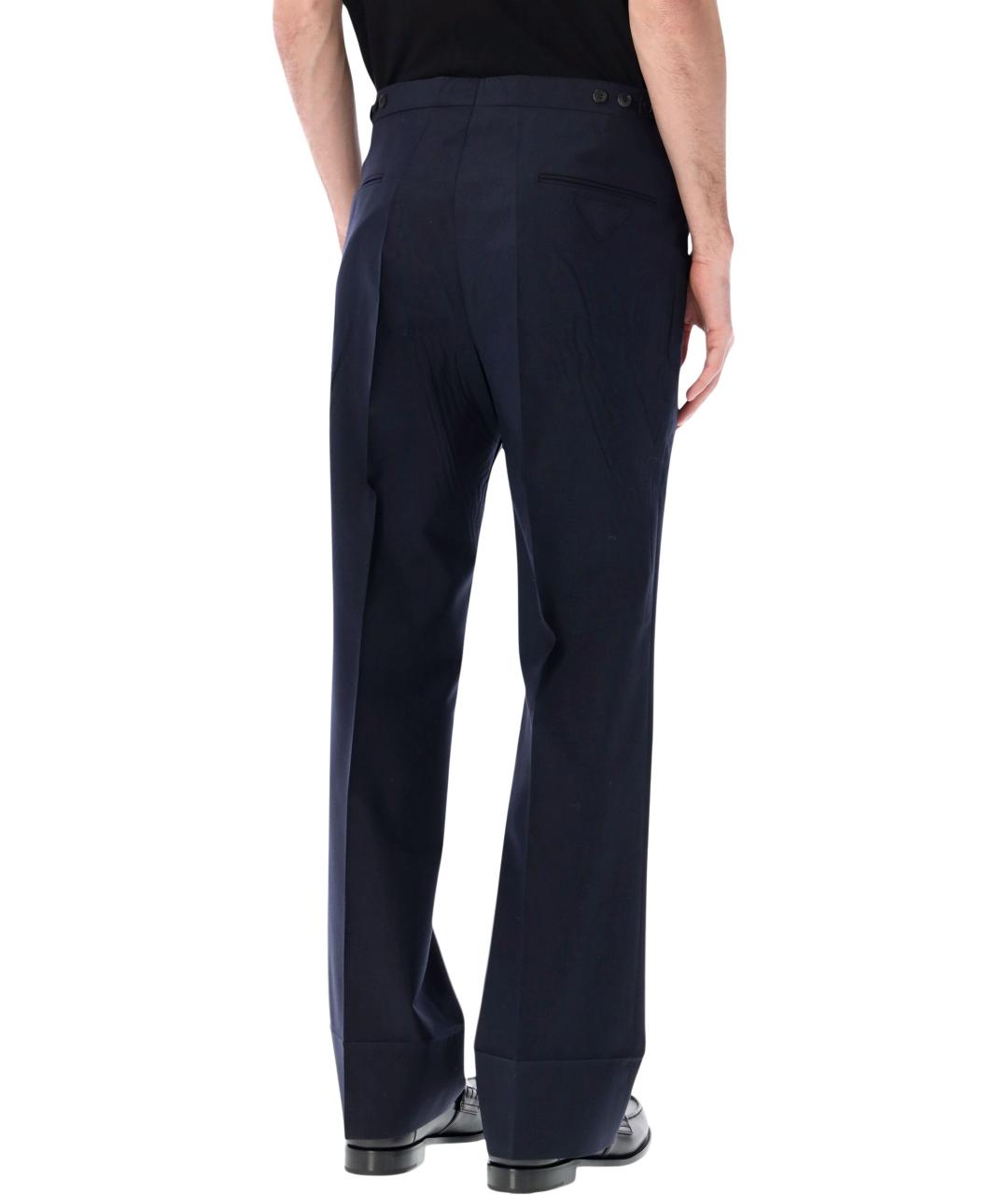 PRADA Темно-синие шерстяные классические брюки, фото 2