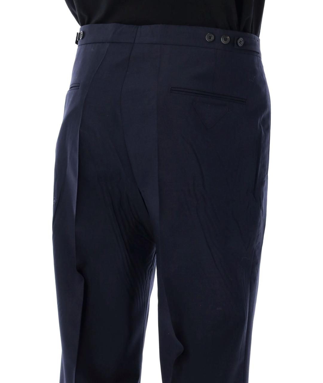 PRADA Темно-синие шерстяные классические брюки, фото 3