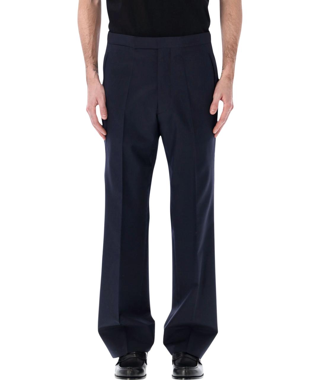 PRADA Темно-синие шерстяные классические брюки, фото 1