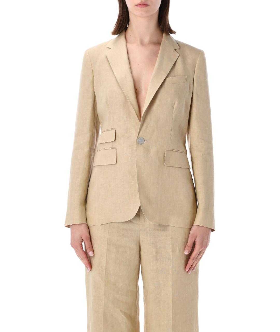 RALPH LAUREN Бежевый льняной жакет/пиджак, фото 1