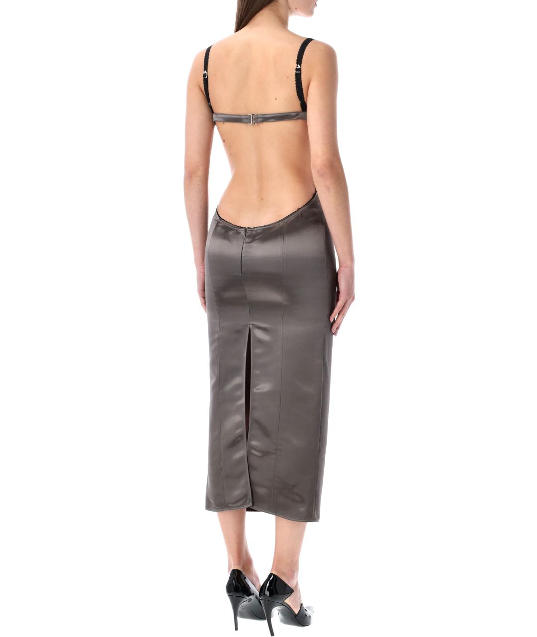 THE ATTICO Серое вискозное коктейльное платье, фото 2