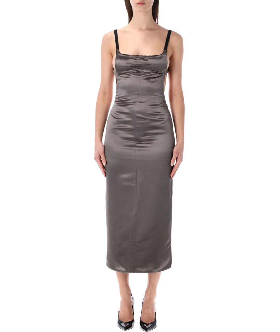 THE ATTICO Серое вискозное коктейльное платье, фото 1