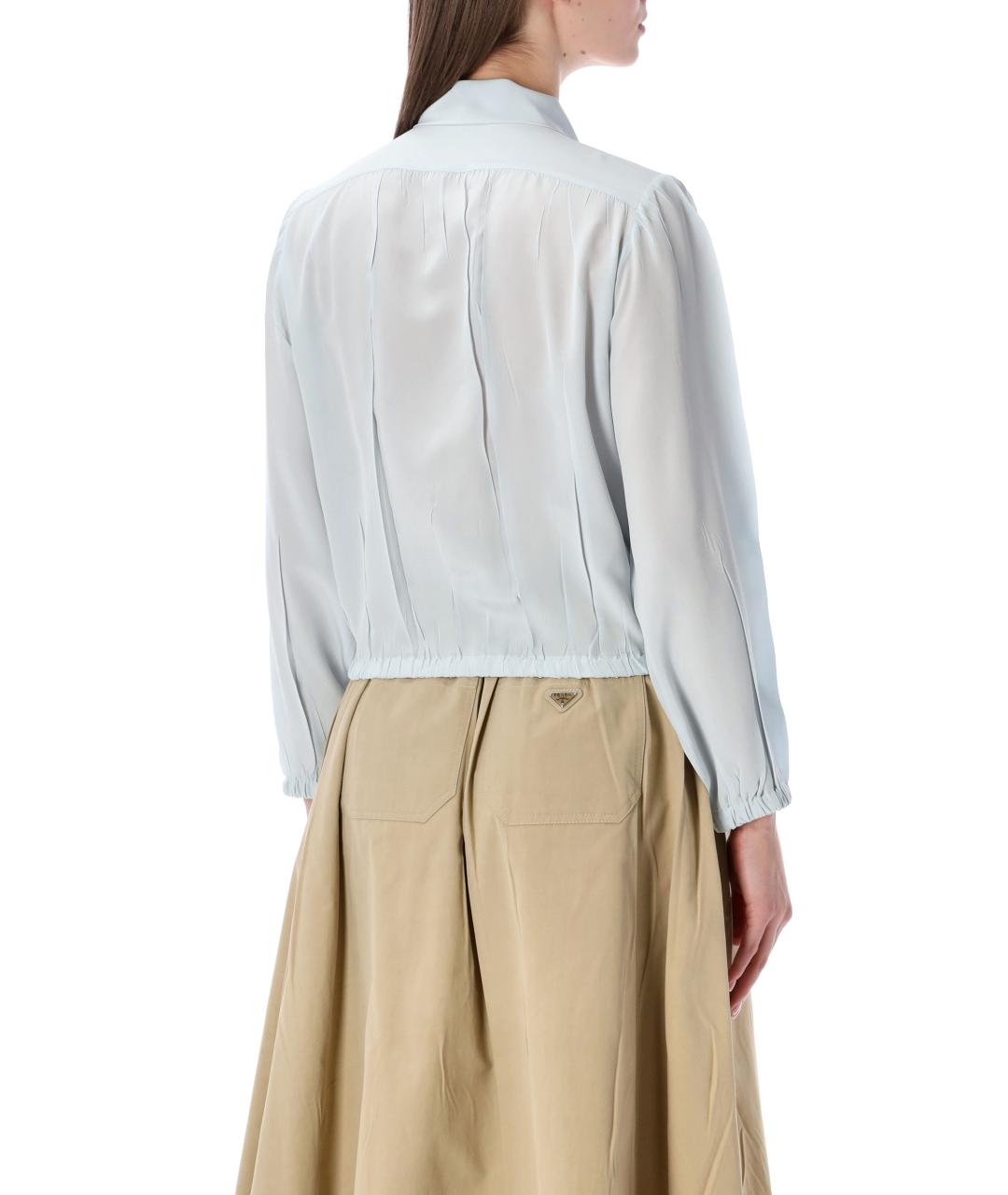 PRADA Голубая шелковая блузы, фото 2