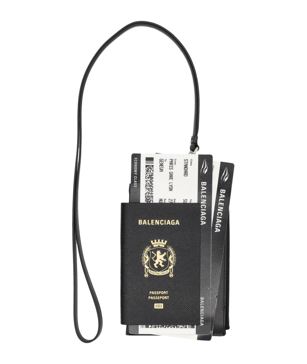 BALENCIAGA Черный кожаный кошелек, фото 1