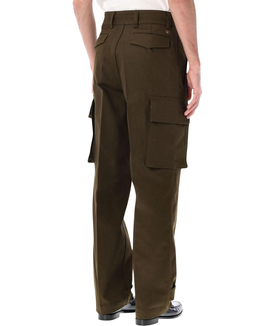 VALENTINO Зеленые хлопковые повседневные брюки, фото 2