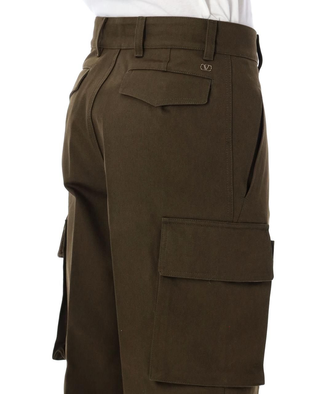 VALENTINO Зеленые хлопковые повседневные брюки, фото 3