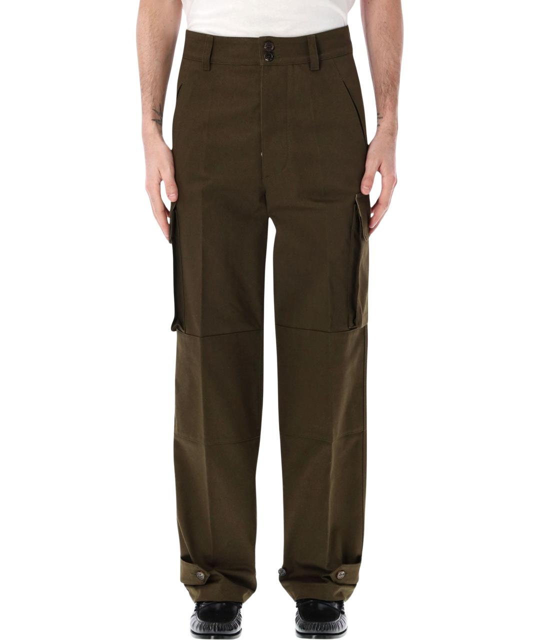 VALENTINO Зеленые хлопковые повседневные брюки, фото 1