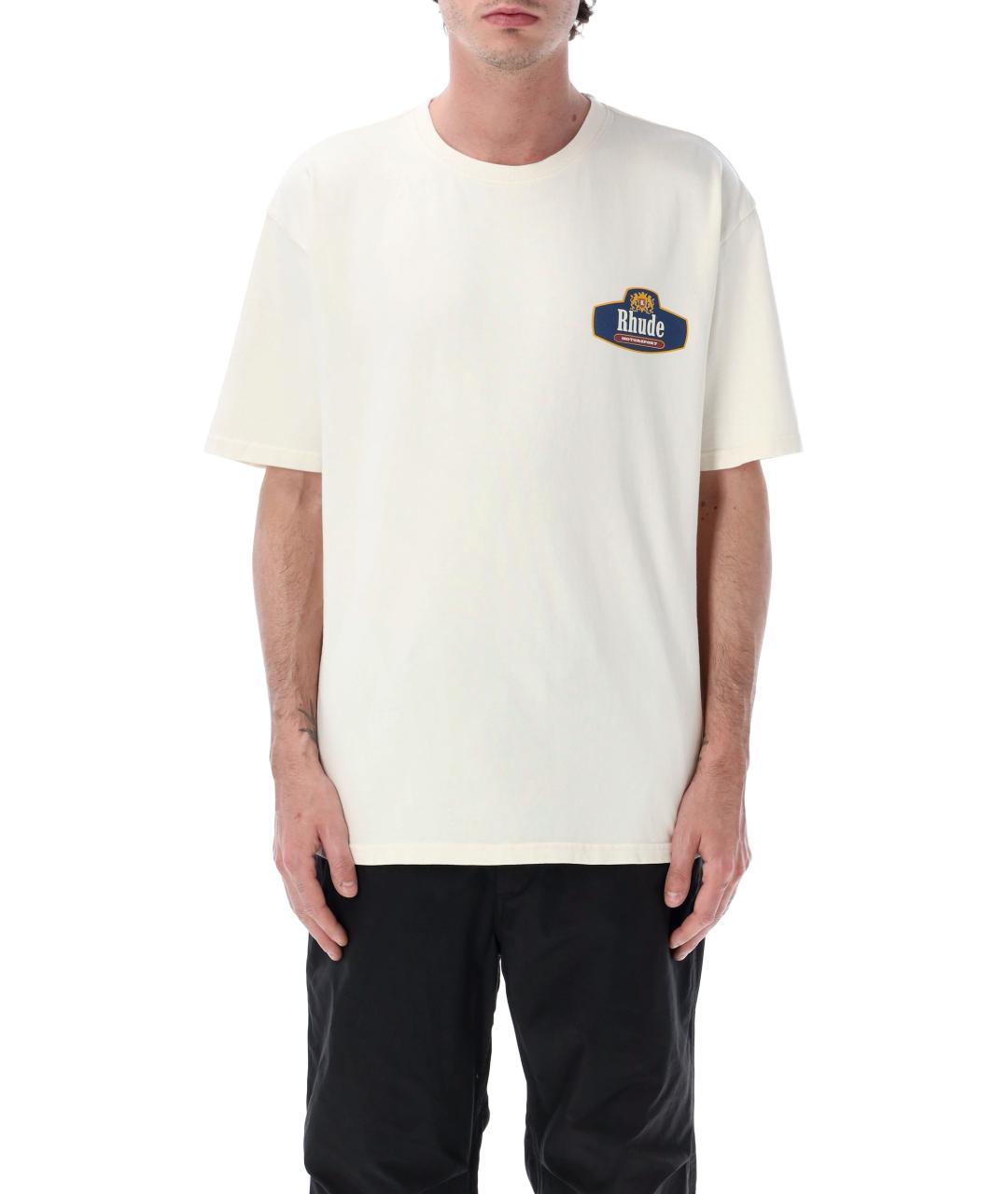 RHUDE Белая хлопковая футболка, фото 1
