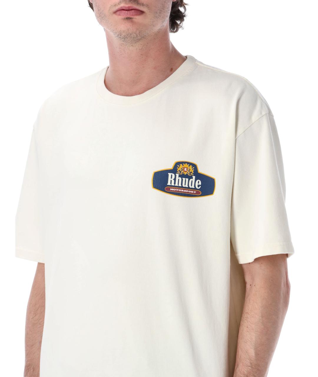 RHUDE Белая хлопковая футболка, фото 3