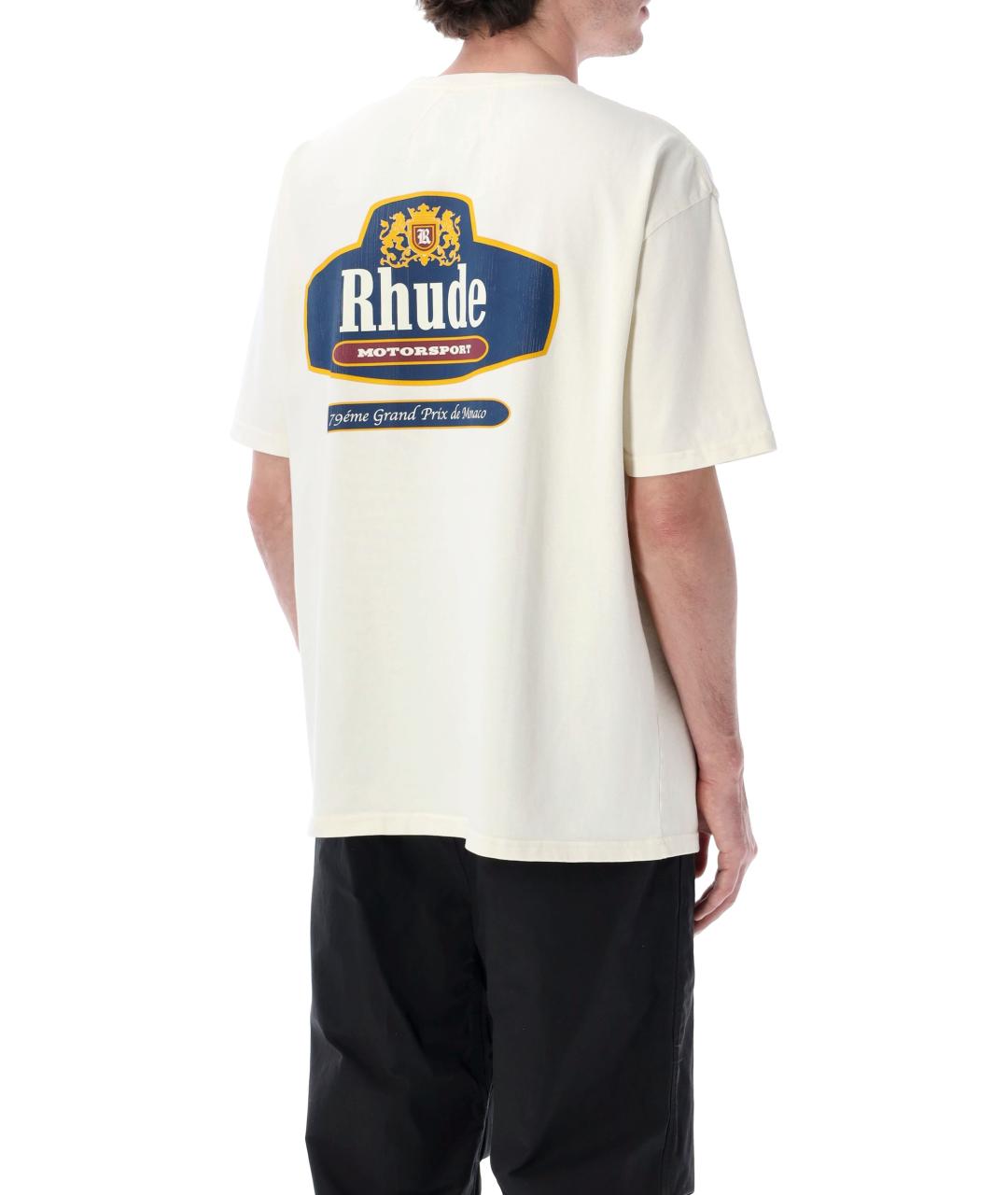 RHUDE Белая хлопковая футболка, фото 2