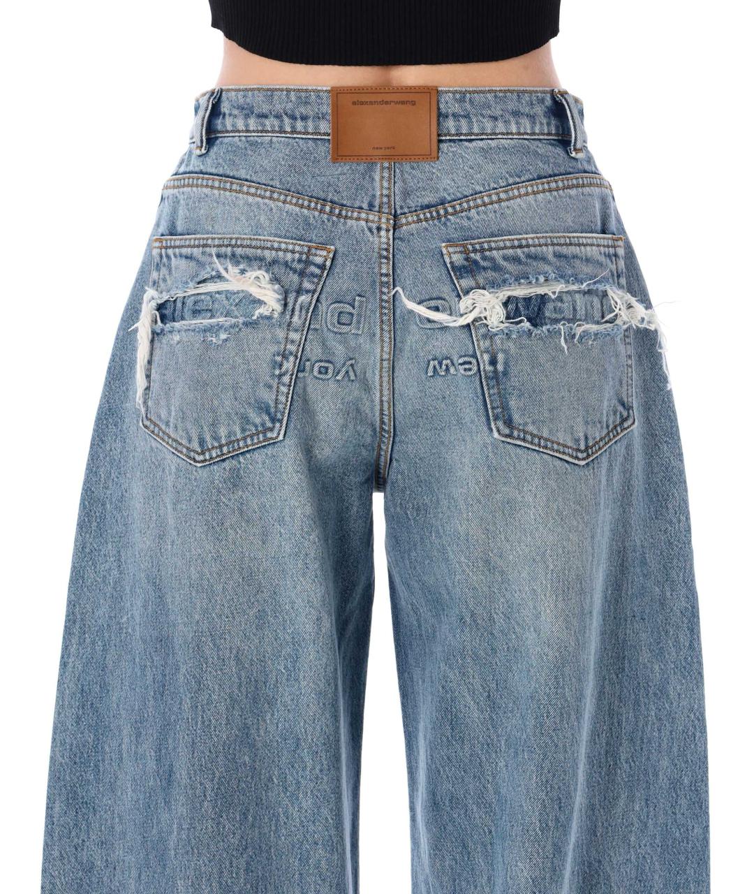 ALEXANDER WANG Синие хлопковые прямые джинсы, фото 3