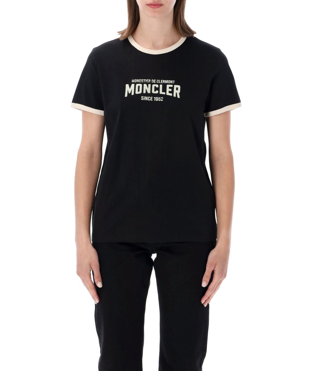 MONCLER Черная хлопковая футболка, фото 1