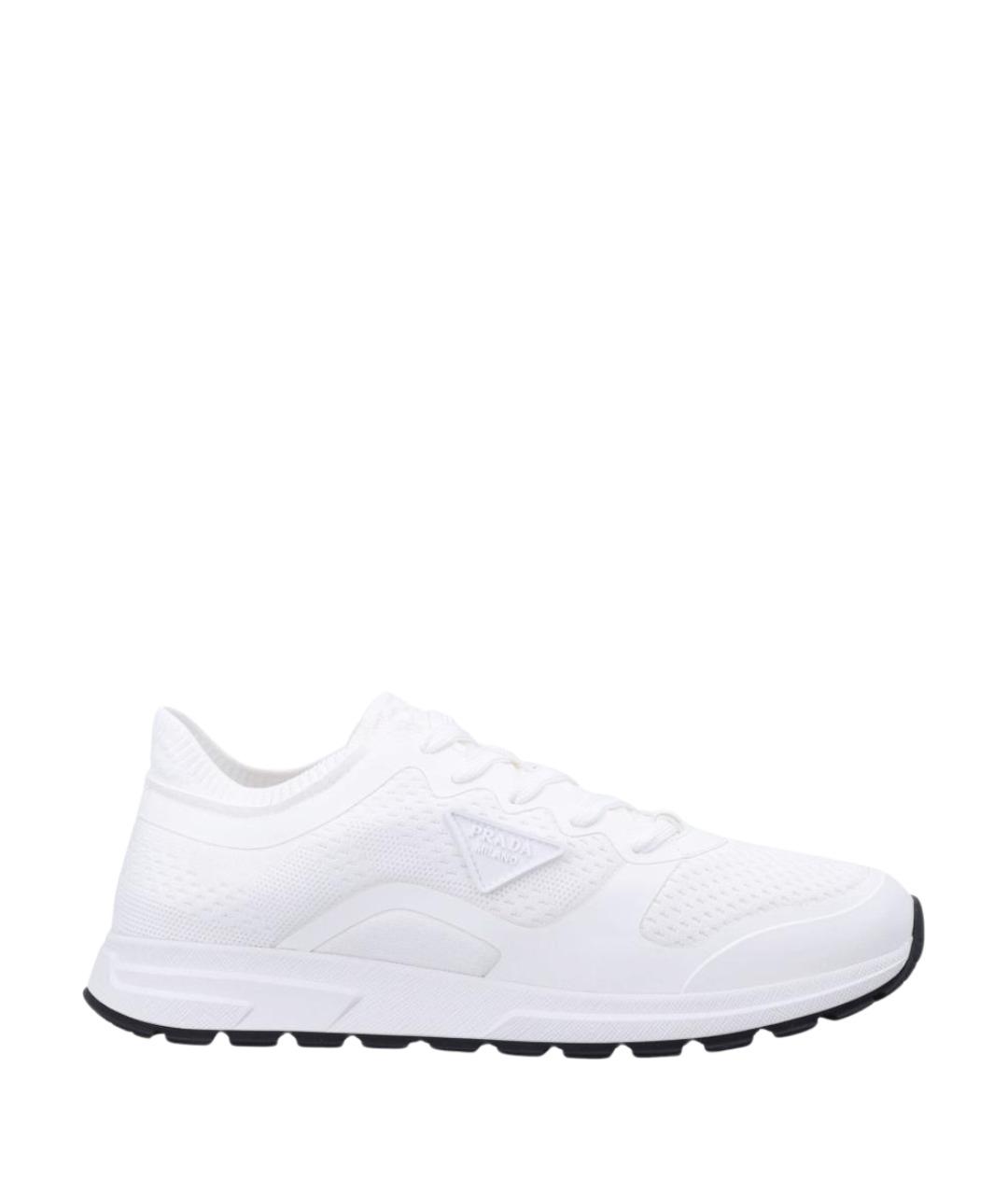 PRADA Белые текстильные кроссовки, фото 1