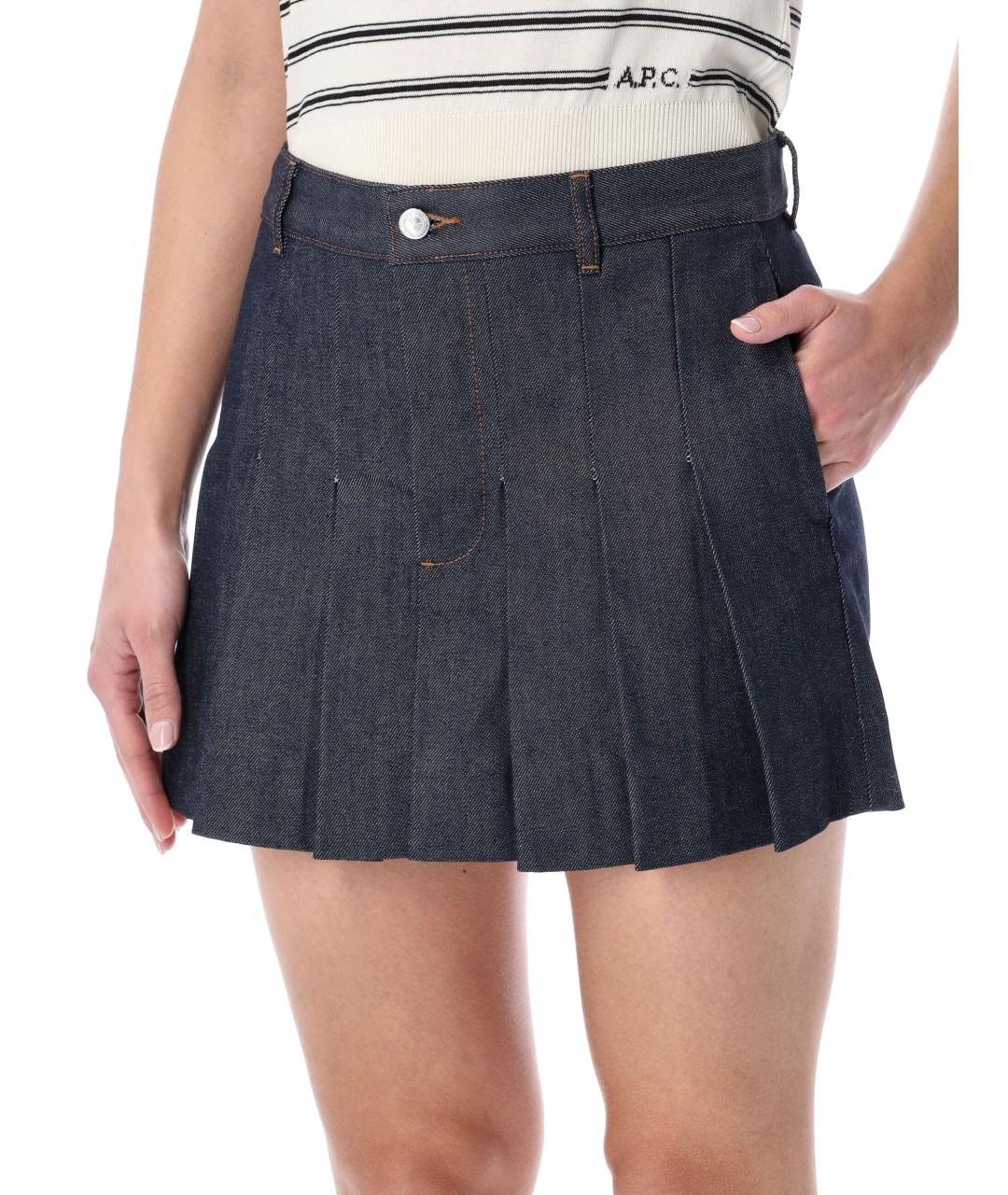 A.P.C. Синяя хлопковая юбка мини, фото 3