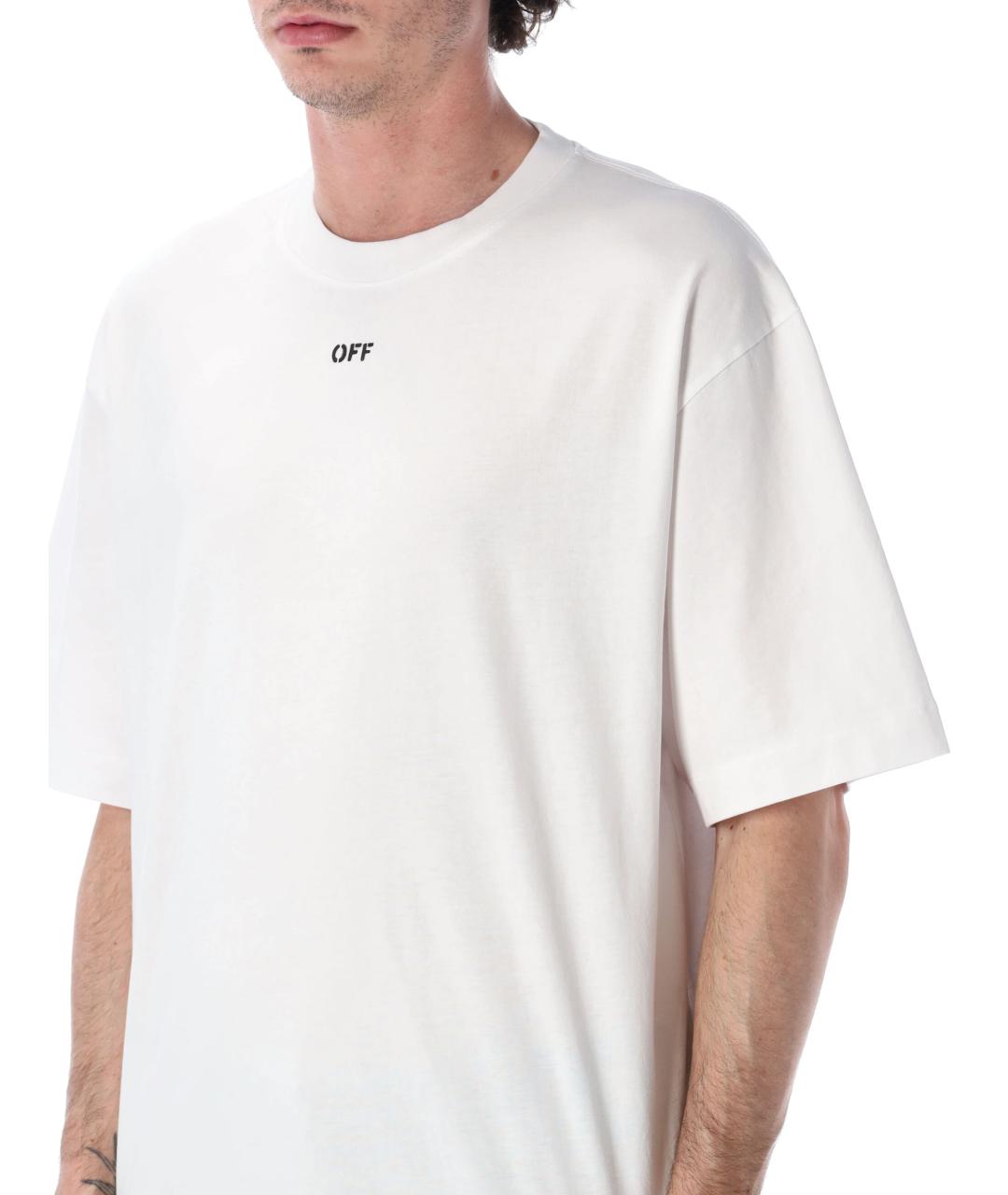 OFF-WHITE Белая хлопковая футболка, фото 3