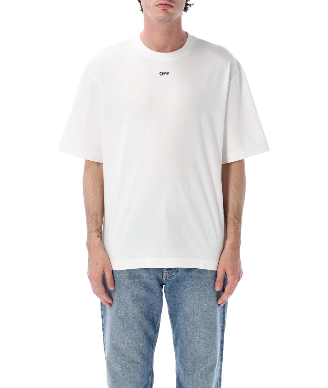 OFF-WHITE Белая хлопковая футболка, фото 1