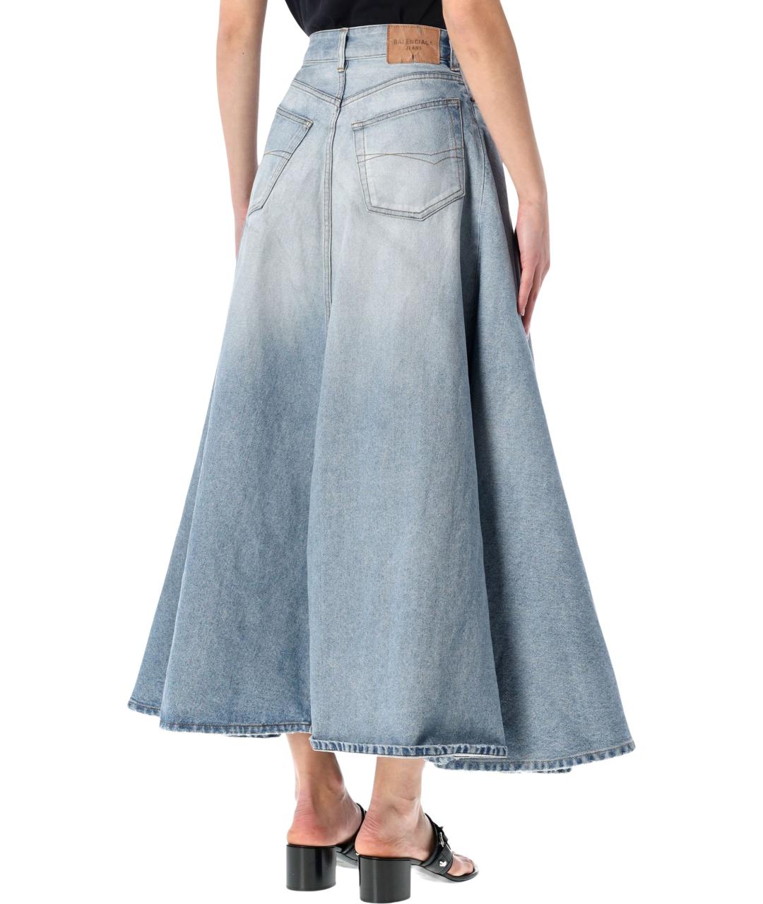 BALENCIAGA Голубая хлопковая юбка макси, фото 2