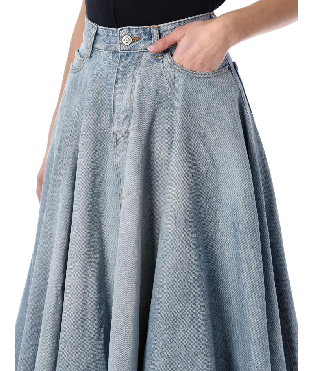 BALENCIAGA Голубая хлопковая юбка макси, фото 3