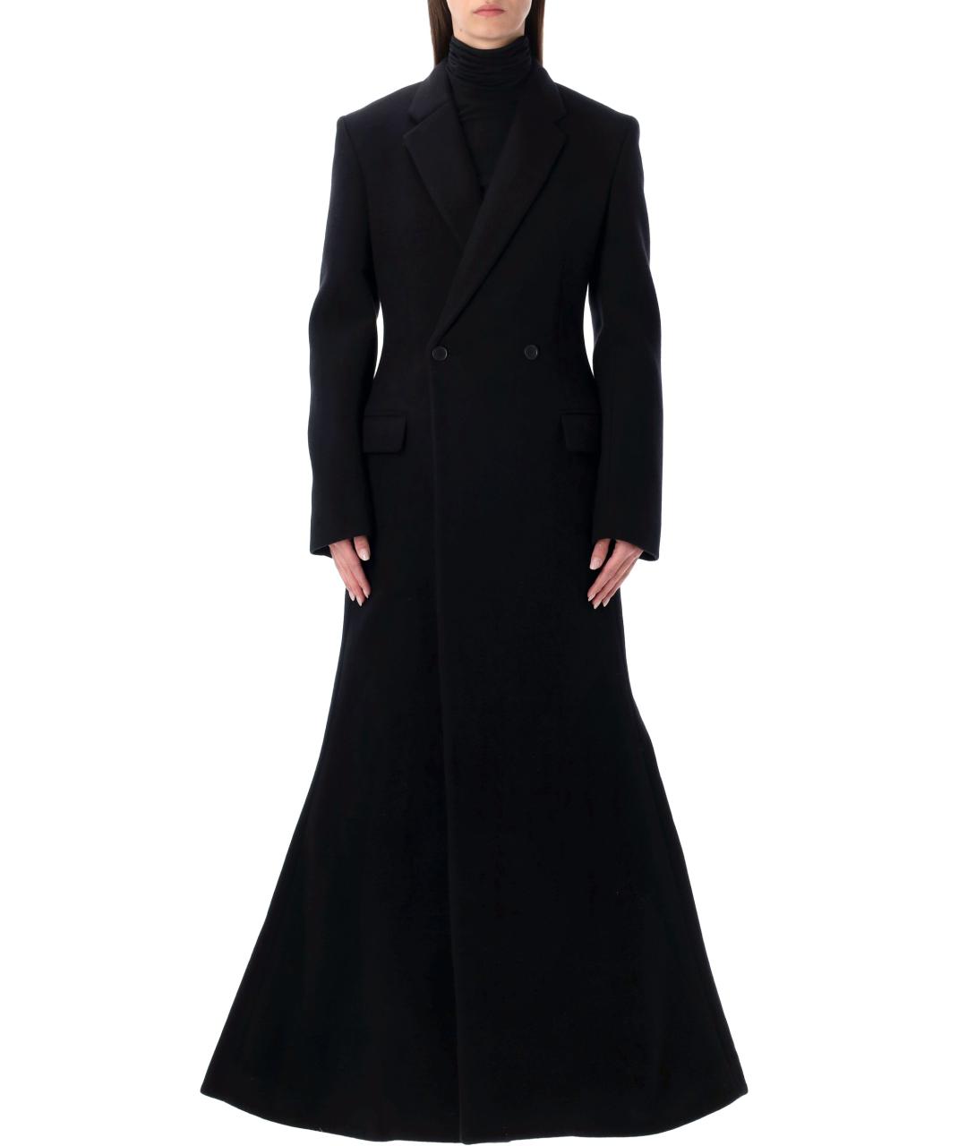 BALENCIAGA Черное шерстяное пальто, фото 1