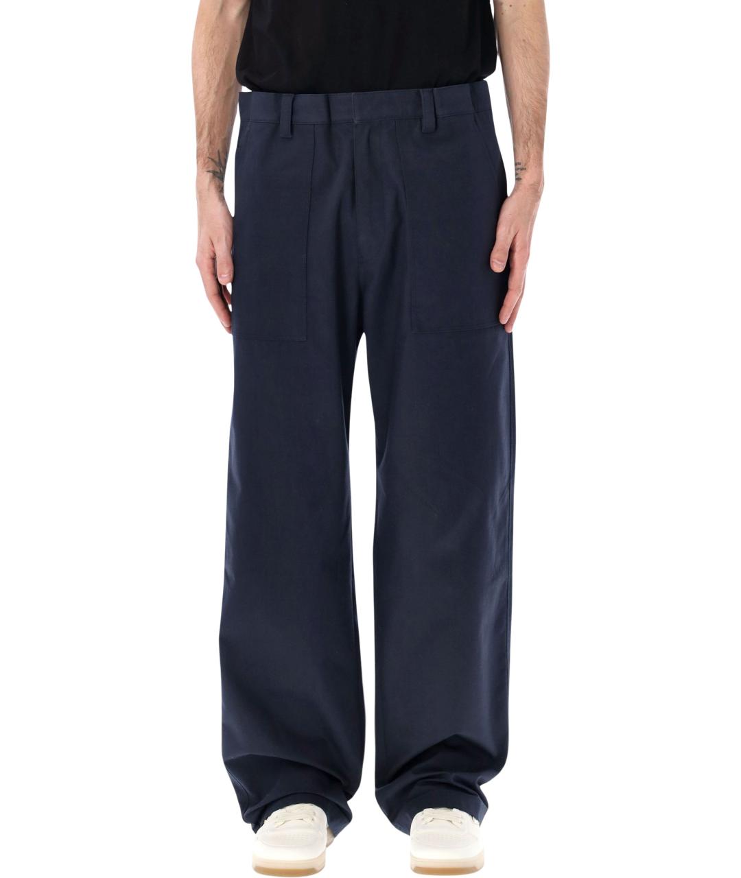 PRADA Темно-синие хлопковые повседневные брюки, фото 1